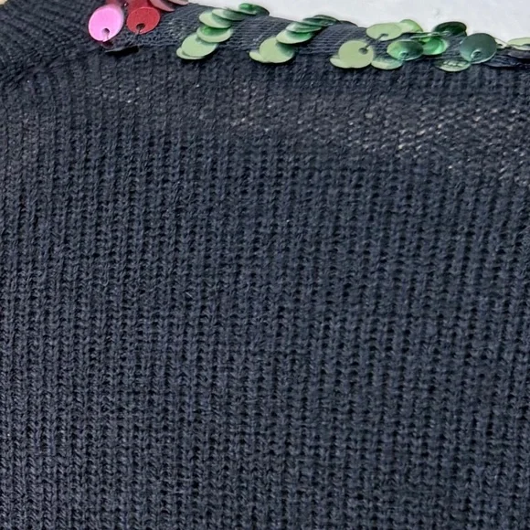 Oliver.O | Multicolored Sequins Embellished Metallic Jewel Tone Knit Sweater - Picture 12 of 16